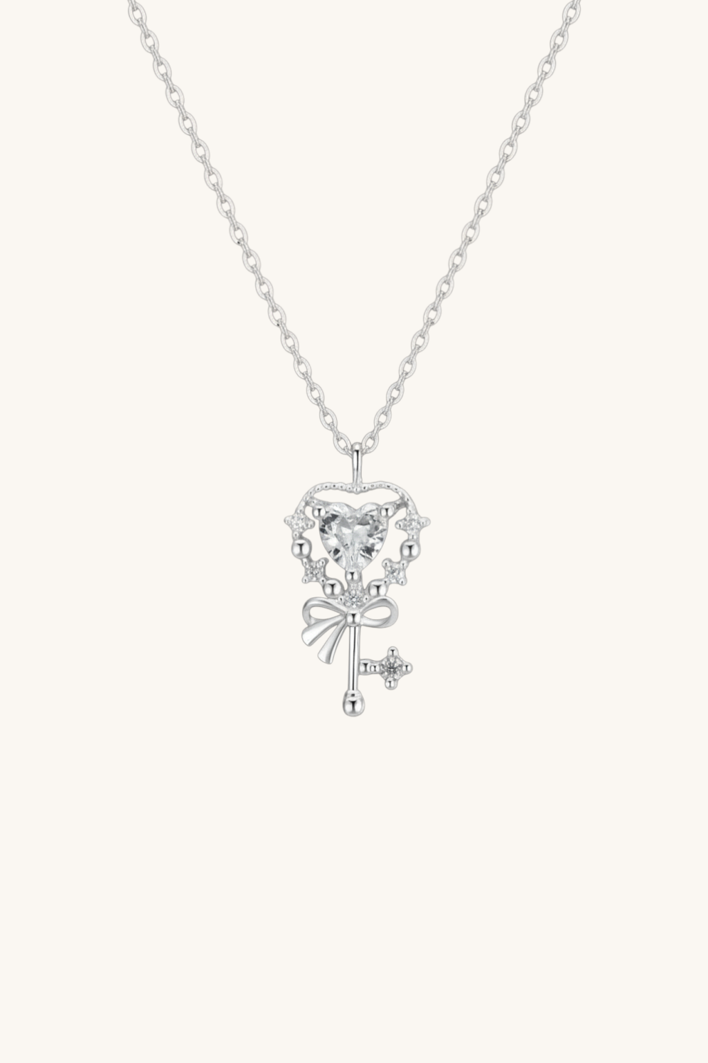 Ariana Magical Heart Key Zirconia Necklace