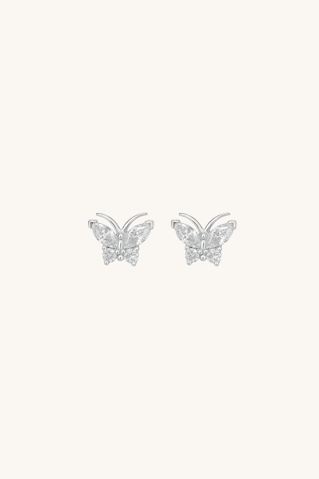Fione Butterfly White Zirconia Stud Earrings
