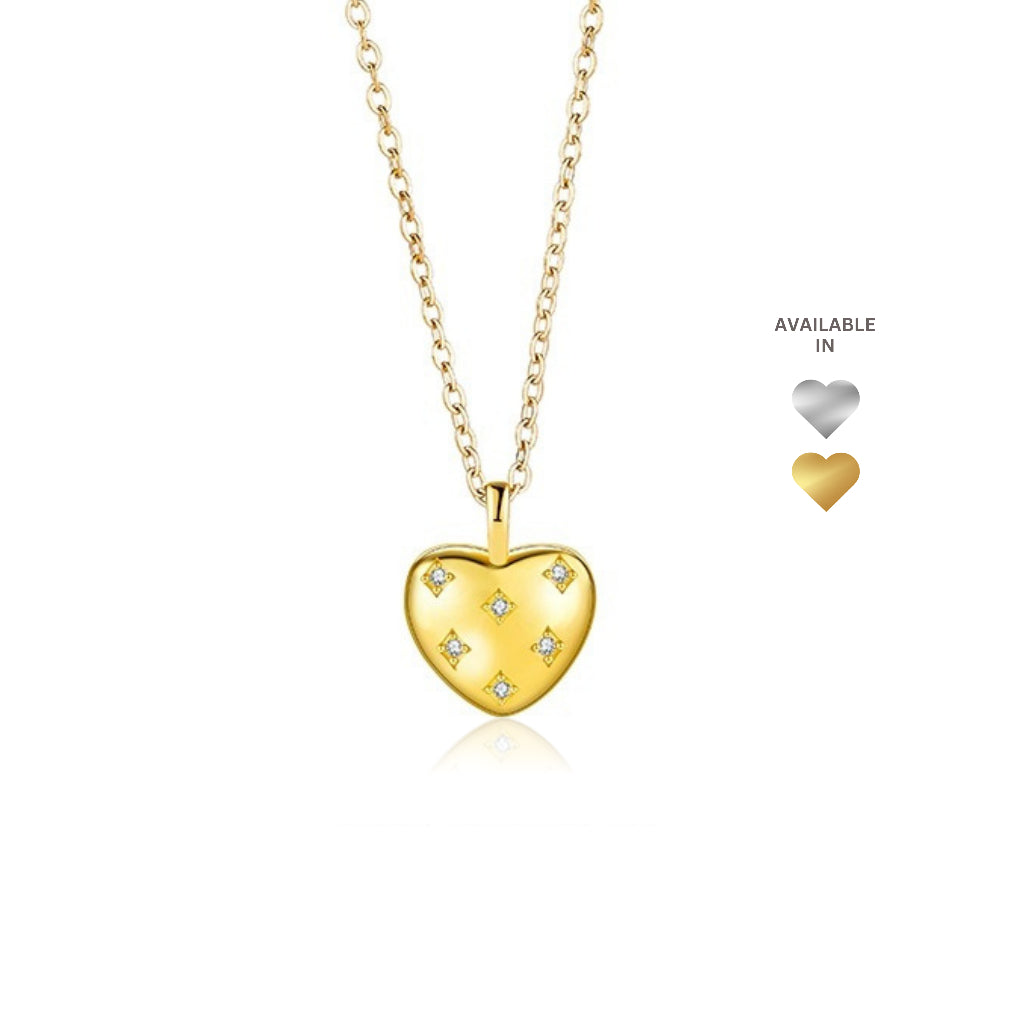 Adore Heart Bijoux Pendant with Tiny White Zirconia Stone Bracelet (Silver / Gold)