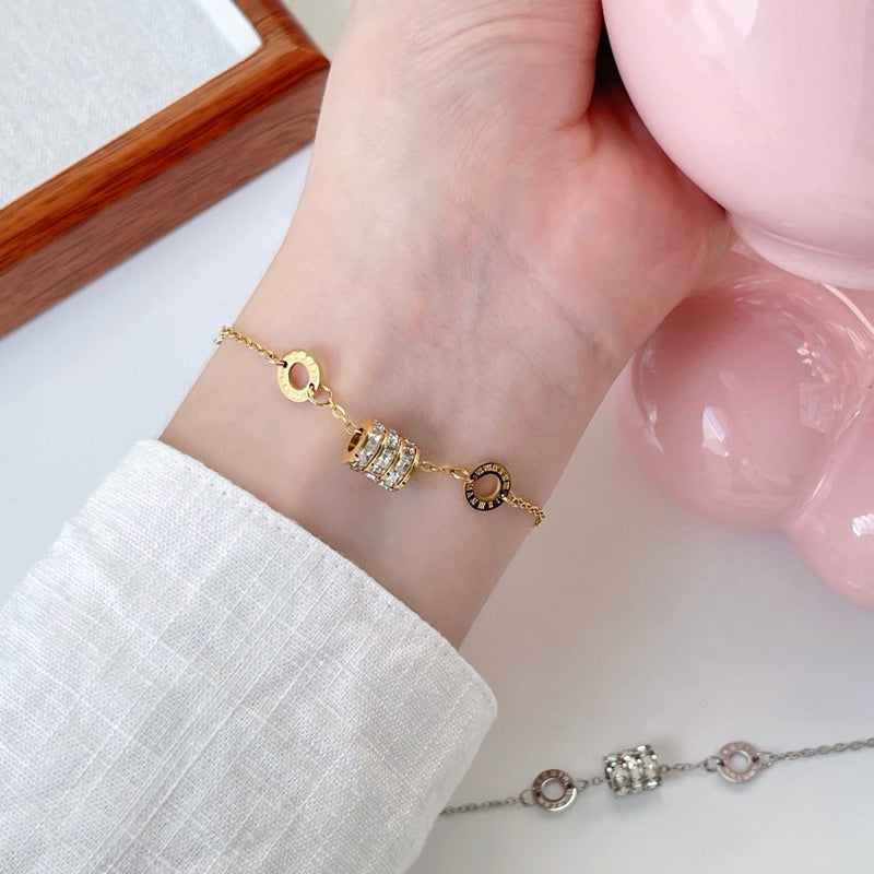Julie Cubic Zirconia Barrel Bracelet (Rose Gold / Silver / Gold)