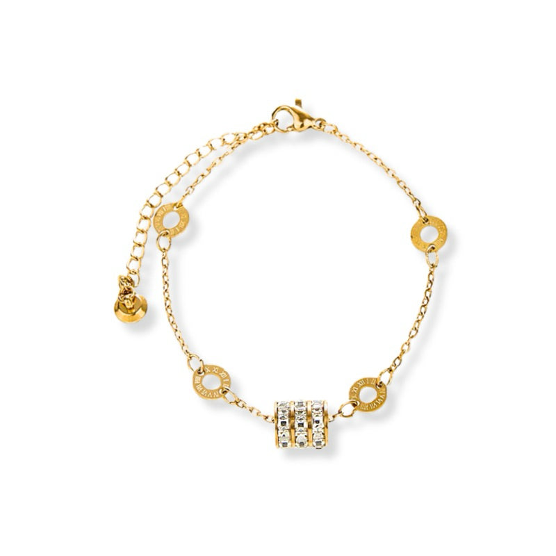 Julie Cubic Zirconia Barrel Bracelet (Rose Gold / Silver / Gold)