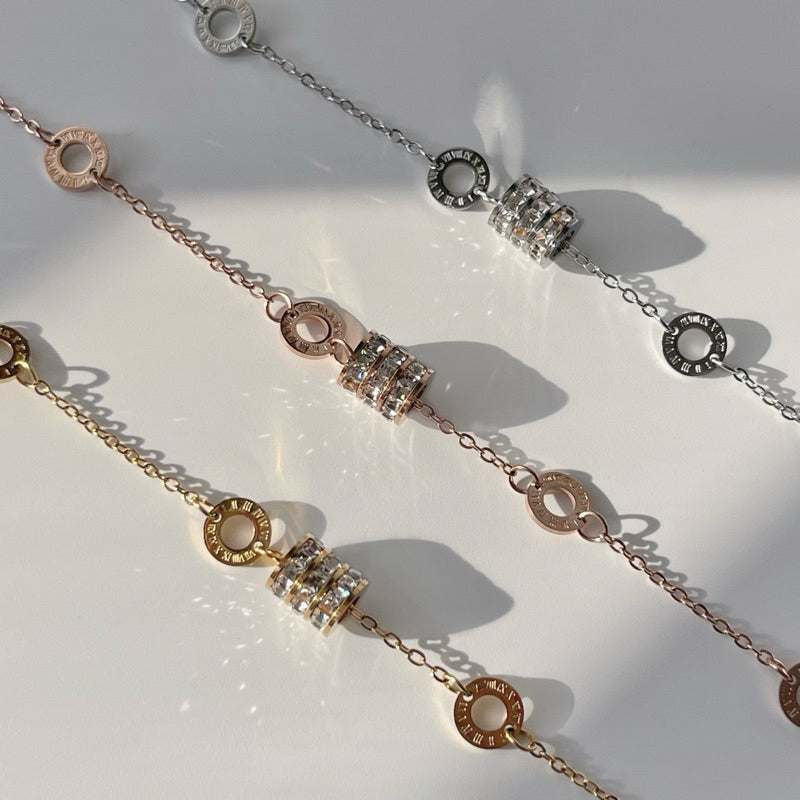 Julie Cubic Zirconia Barrel Bracelet (Rose Gold / Silver / Gold)