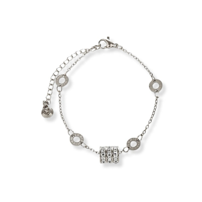 Julie Cubic Zirconia Barrel Bracelet (Rose Gold / Silver / Gold)