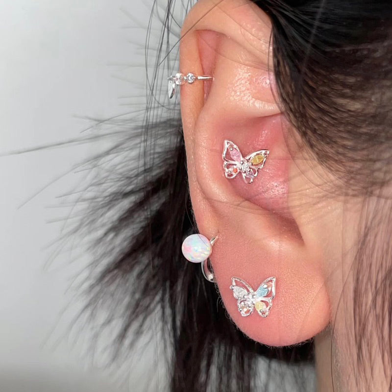 Nabi Butterfly Diamond Simulant Cubic Zirconia Stud Earrings