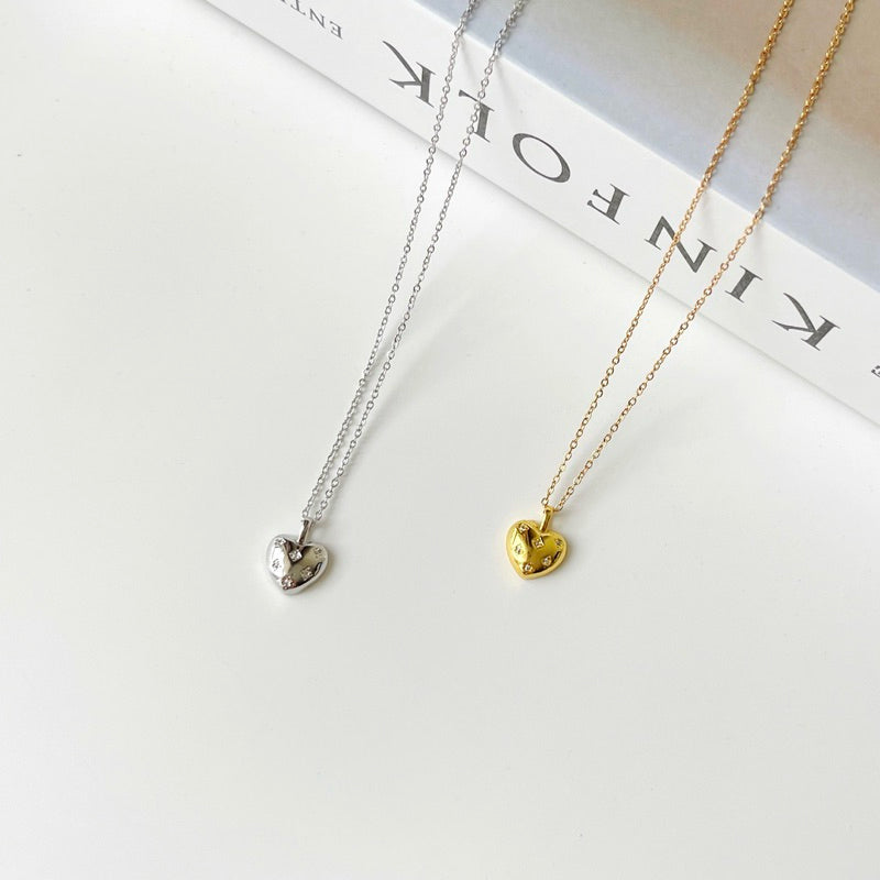 Adore Heart Bijoux Pendant with Tiny White Zirconia Stone Bracelet (Silver / Gold)