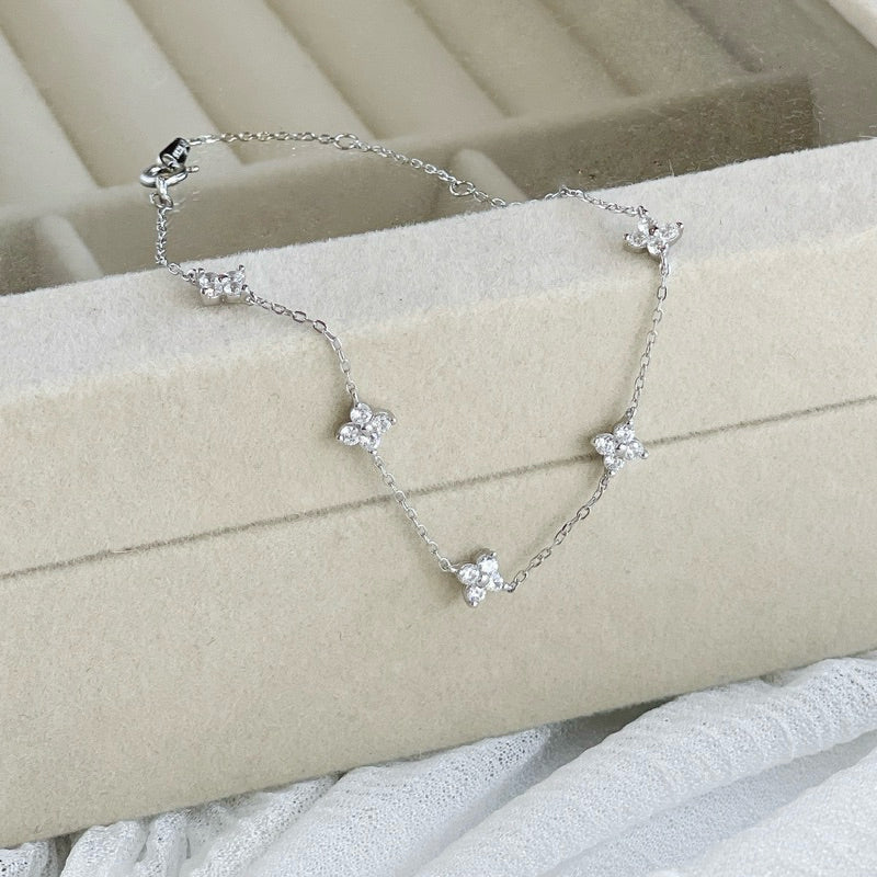 Cecie Four-Leaf Clover Bracelet in Silver