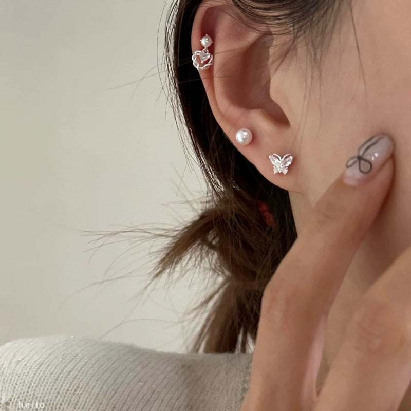 Fione Butterfly White Zirconia Stud Earrings