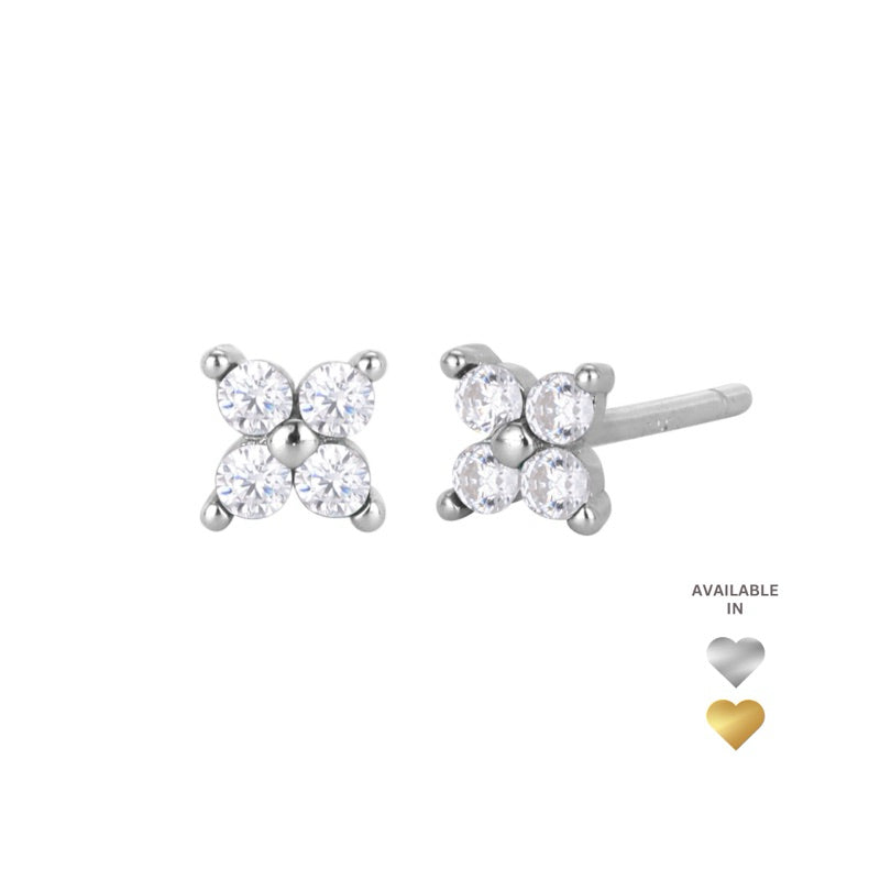 Vivi Four-Leaf Clover Stud Earrings (Gold / Silver)