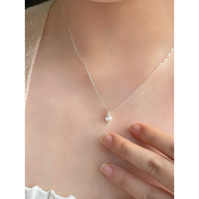 Novie Matte Heart Pendant with Zirconia Necklace
