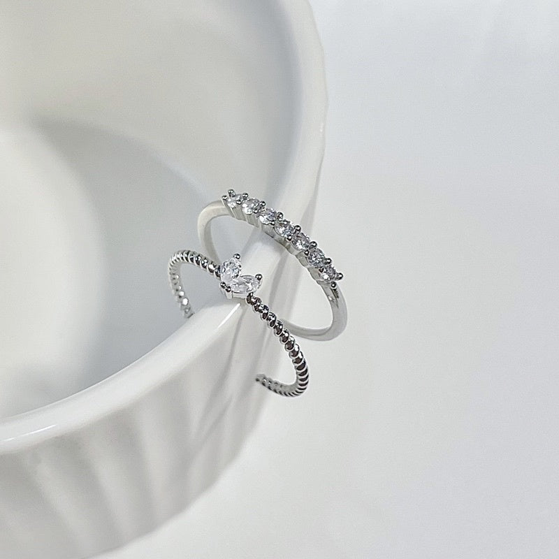 Danna White Zirconia Rings 2pcs Set