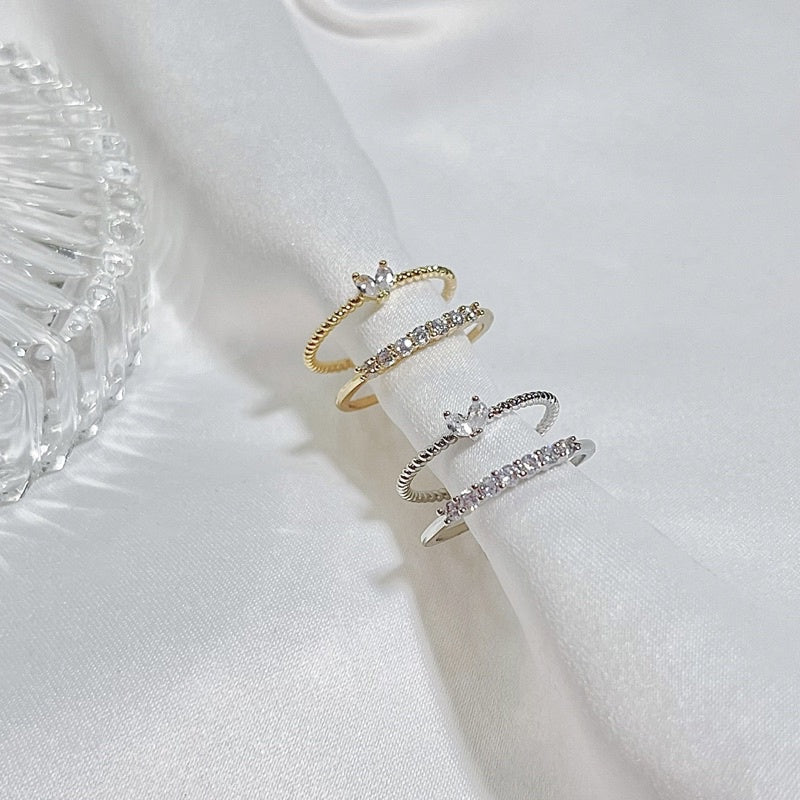 Danna White Zirconia Rings 2pcs Set