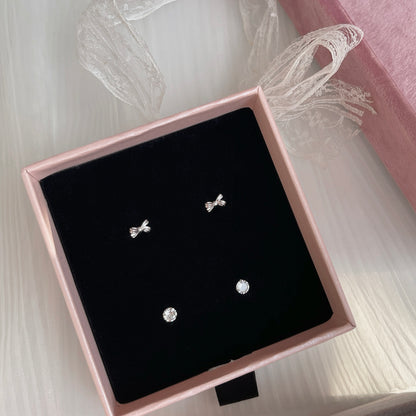 Tiffy Ribbon Bow Stud Earrings