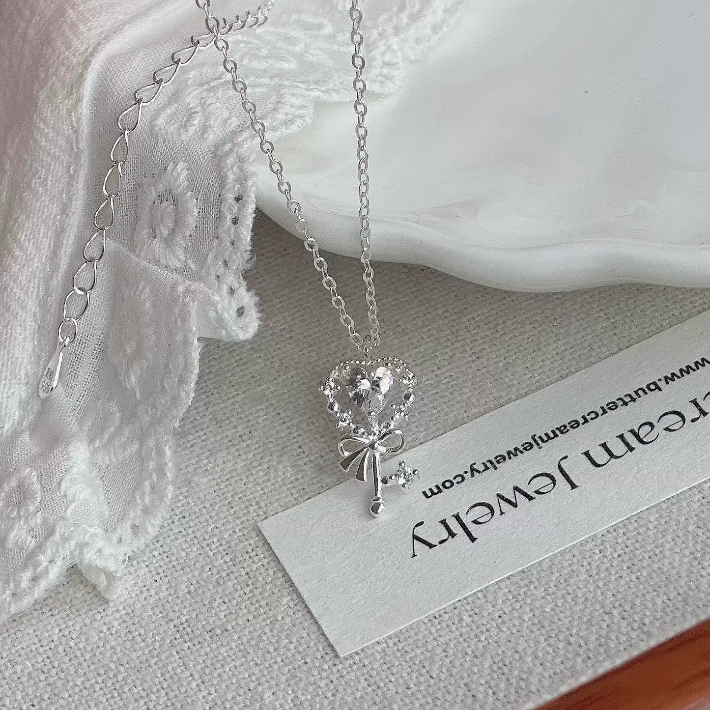 Ariana Magical Heart Key Zirconia Necklace