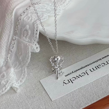 Ariana Magical Heart Key Zirconia Necklace