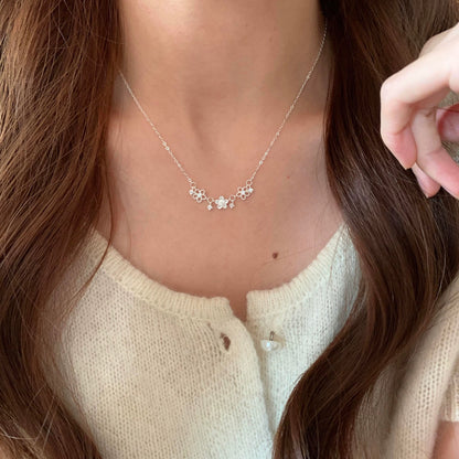 Blossom Floral Pendant Necklace in Silver