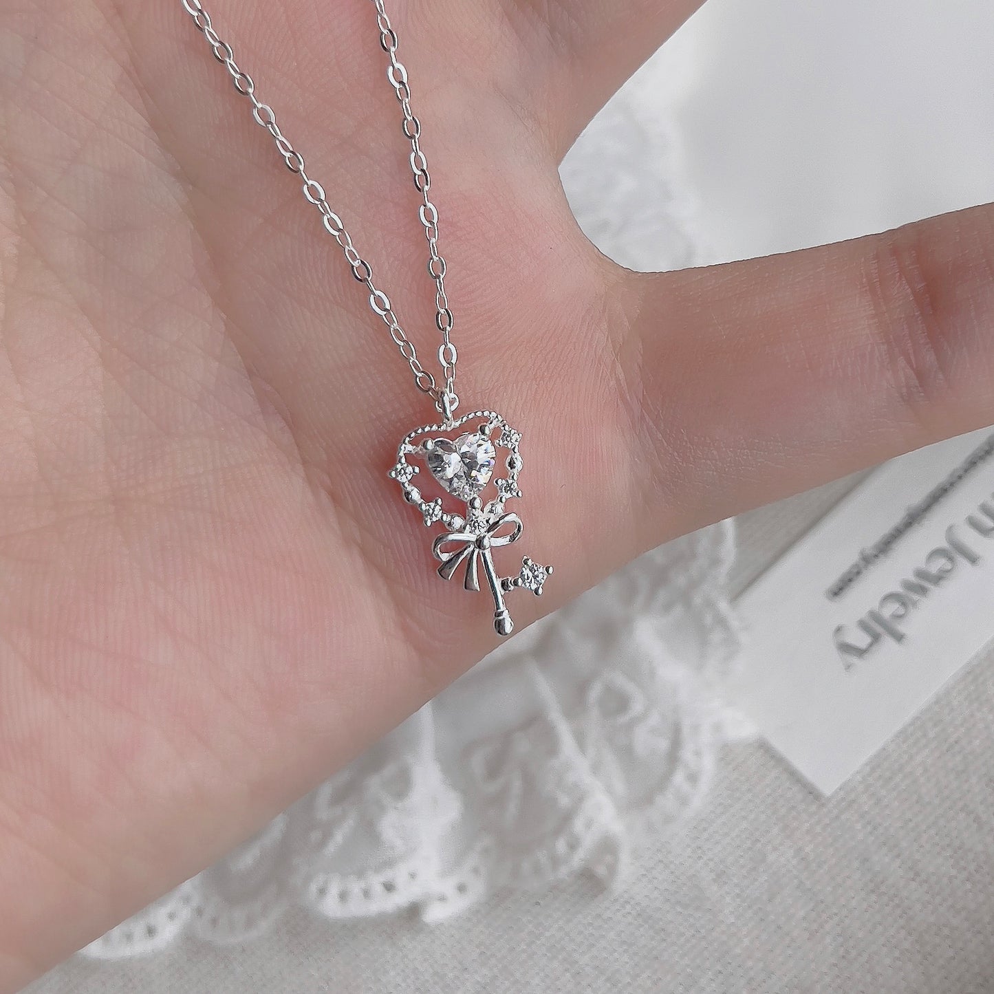 Ariana Magical Heart Key Zirconia Necklace