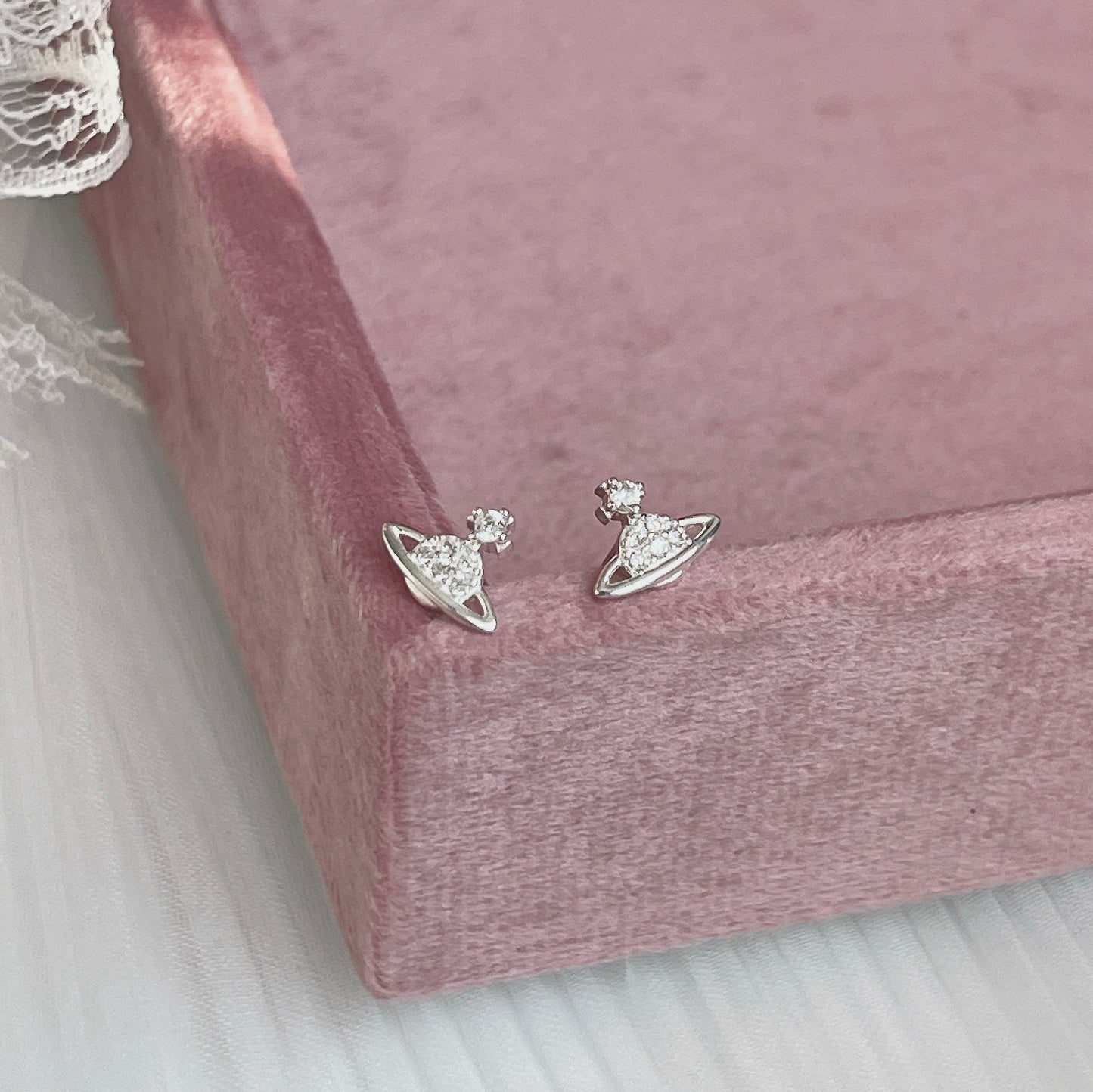 Jane Saturn Zirconia Stud Earrings