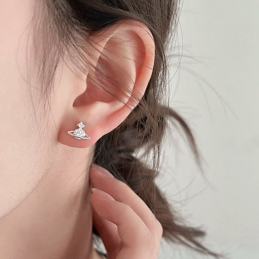 Jane Saturn Zirconia Stud Earrings