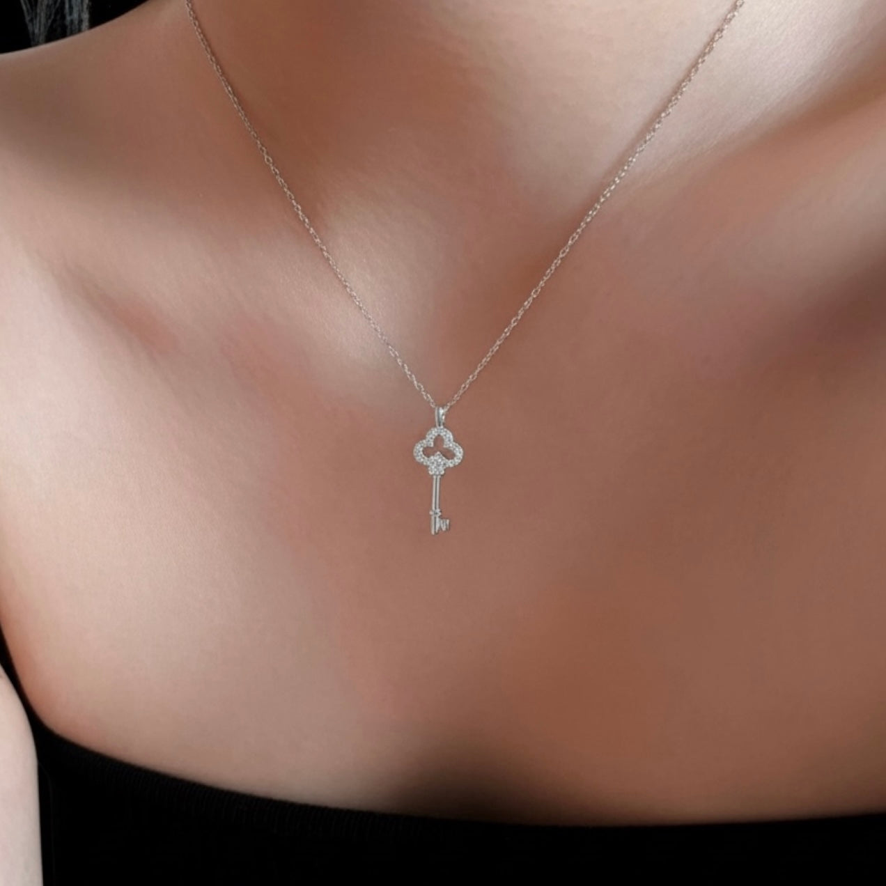 Giselle Clover Key Pendant Necklace