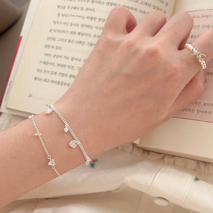 Starlight Delicate Heart Charm Link Bracelet