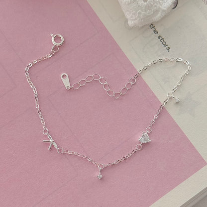 Starlight Delicate Heart Charm Link Bracelet
