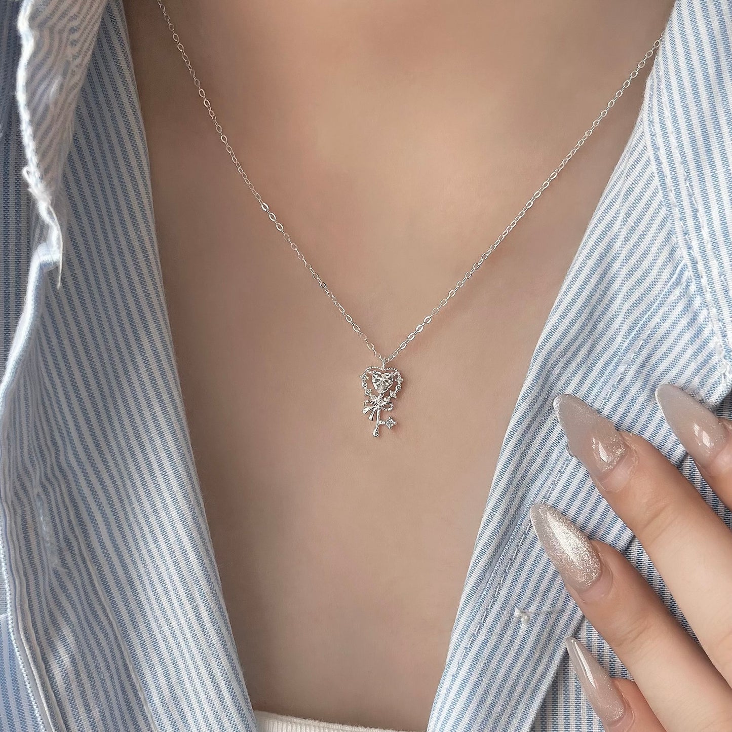 Ariana Magical Heart Key Zirconia Necklace