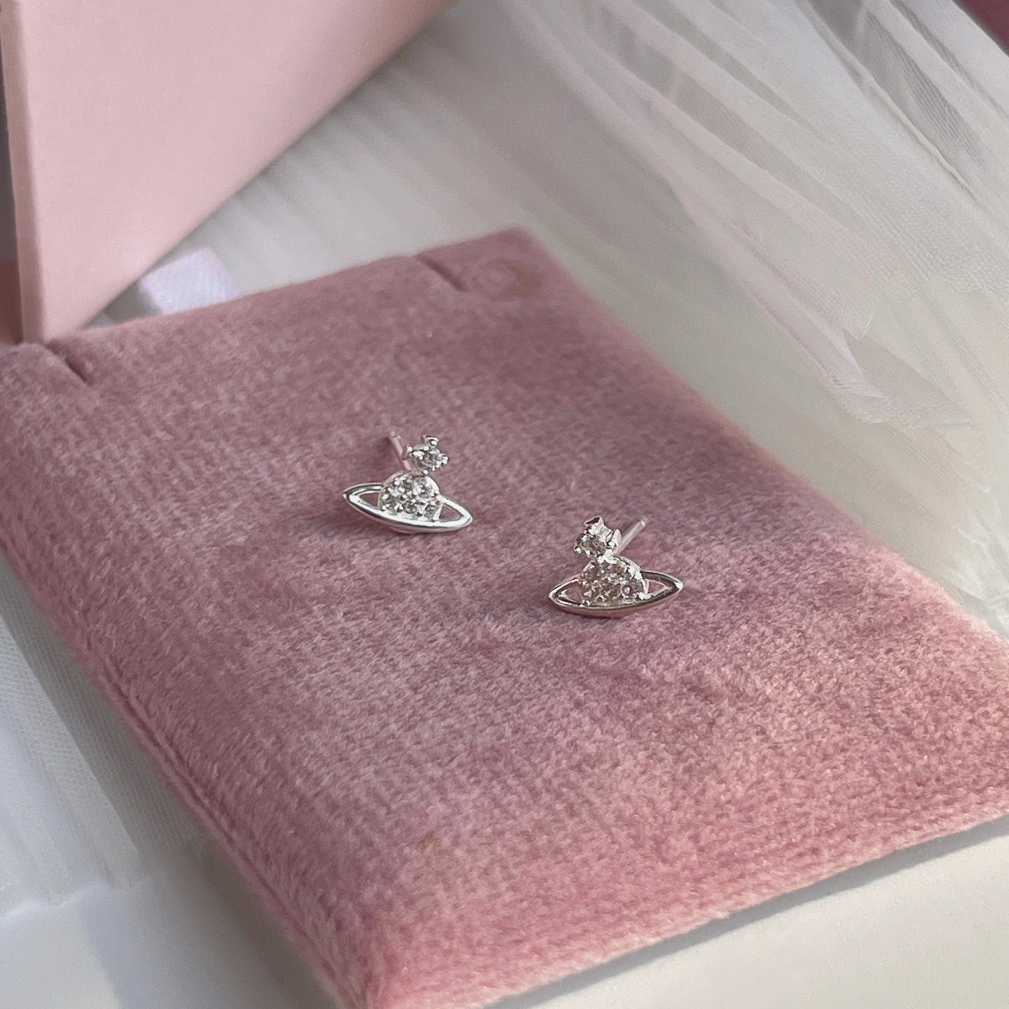Jane Saturn Zirconia Stud Earrings
