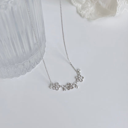 Blossom Floral Pendant Necklace in Silver