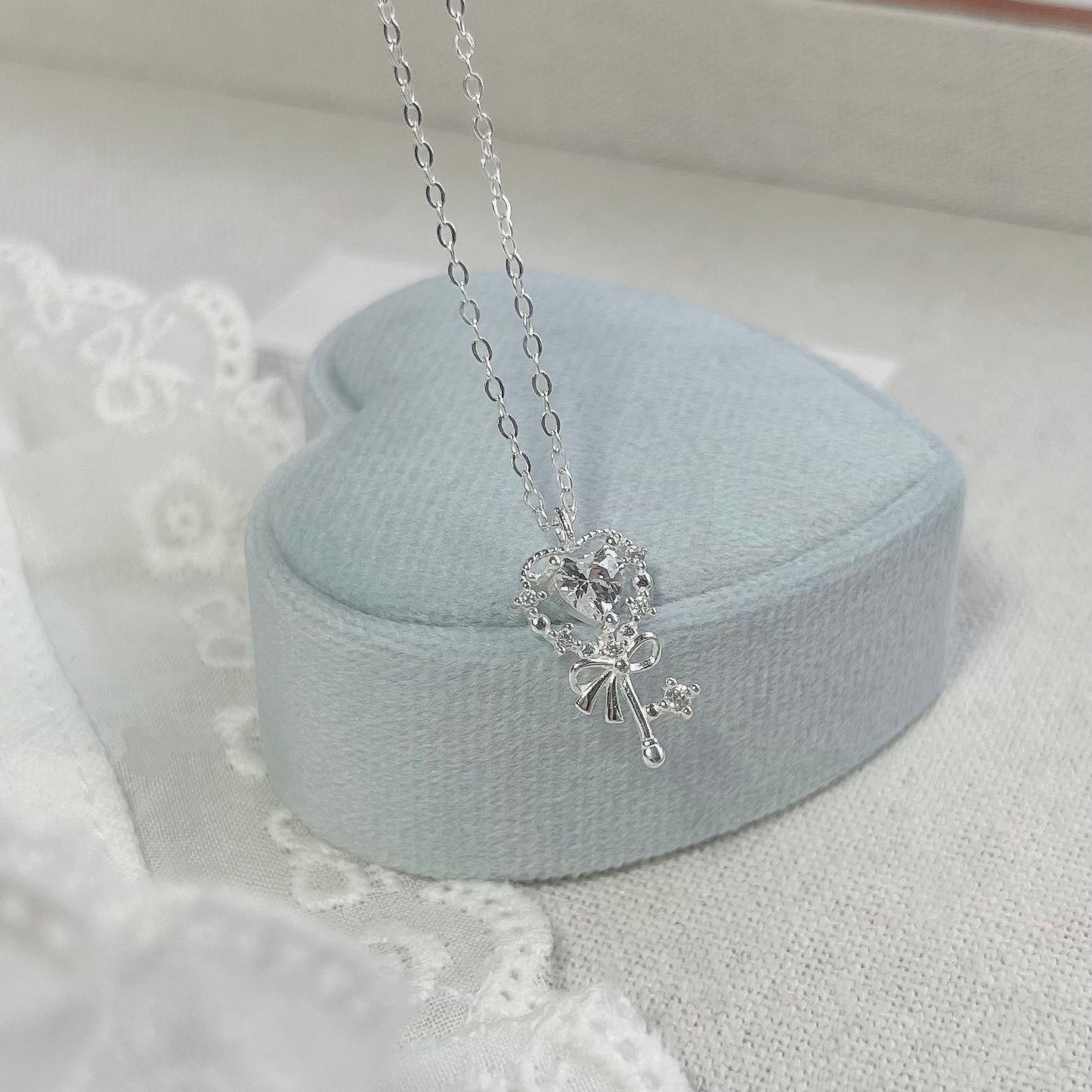 Ariana Magical Heart Key Zirconia Necklace