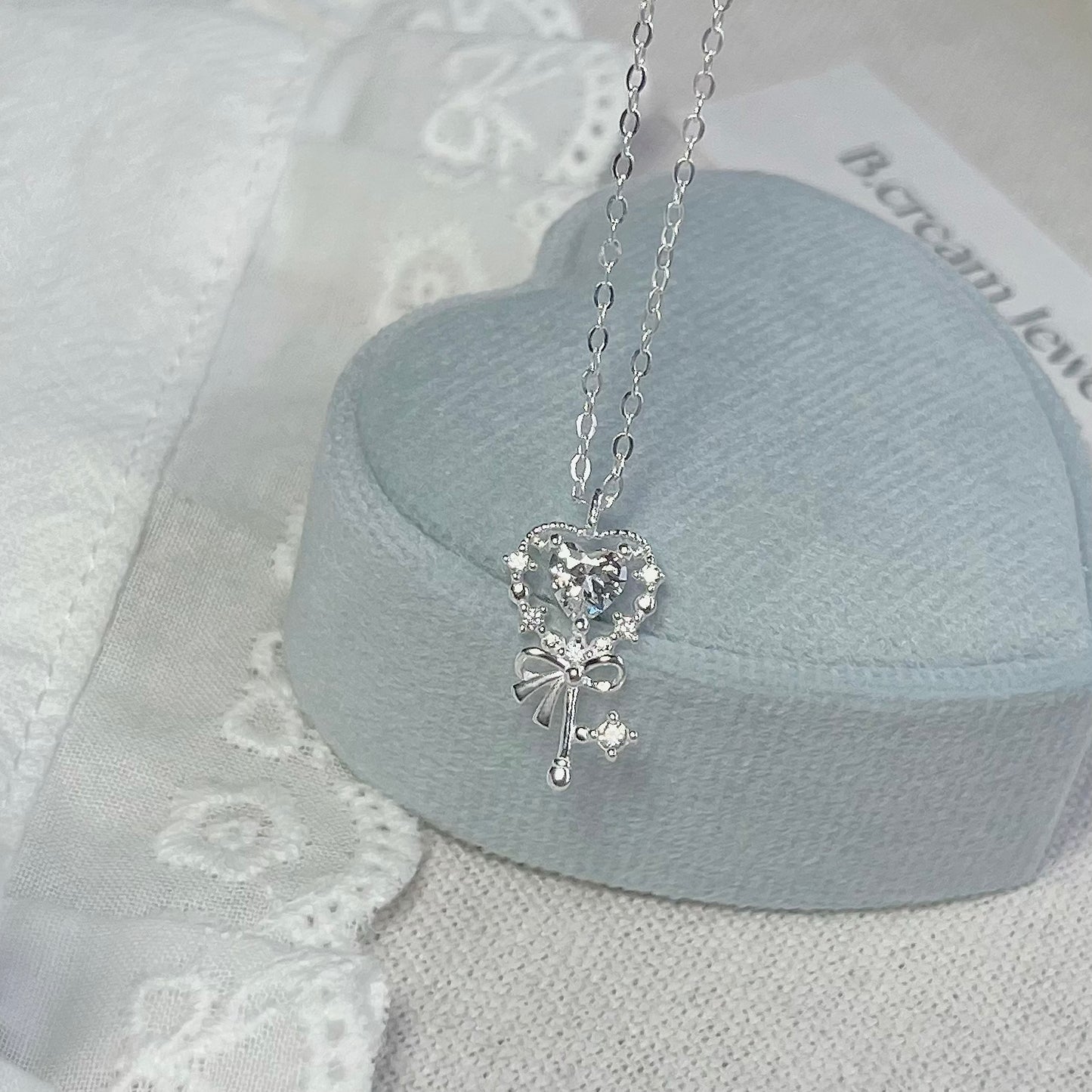 Ariana Magical Heart Key Zirconia Necklace