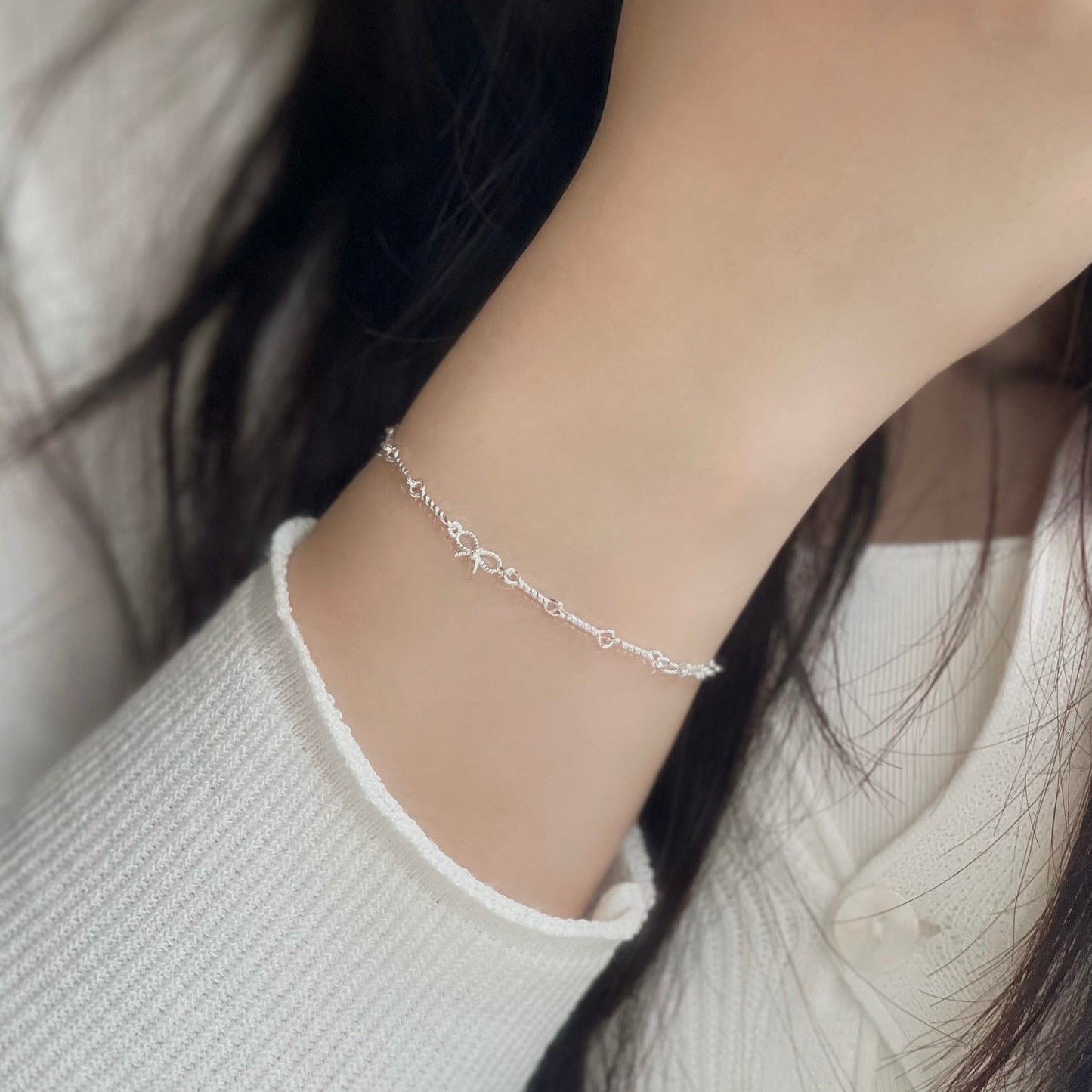 Tracey Ribbon Knot Link Chain Bracelet