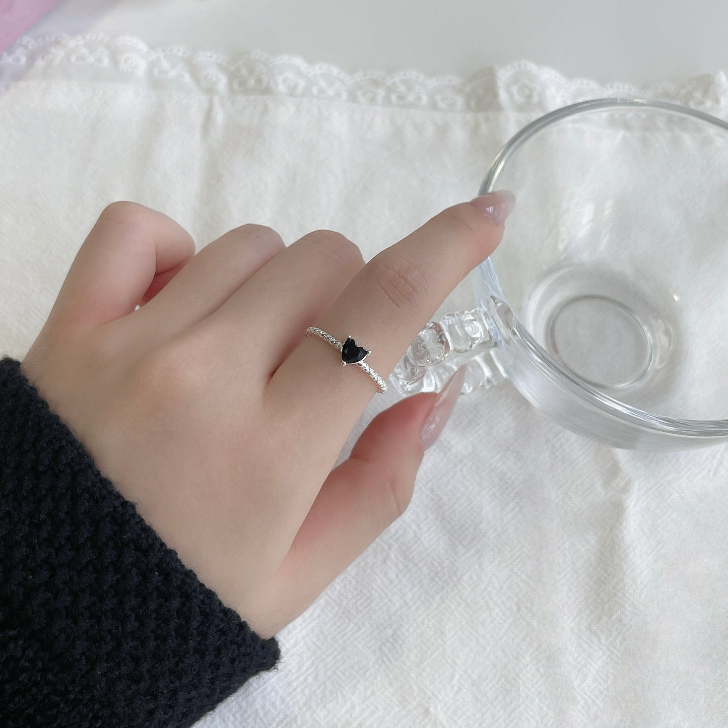 Grace Heart Zirconia Twisted Side Ring