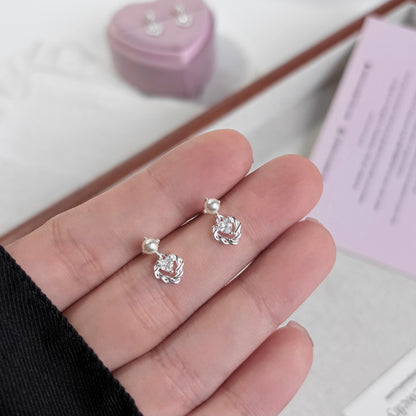 Evonne Intertwined Heart Pearl Stud Earrings