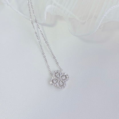Caitlyn Clover White Zirconia Necklace