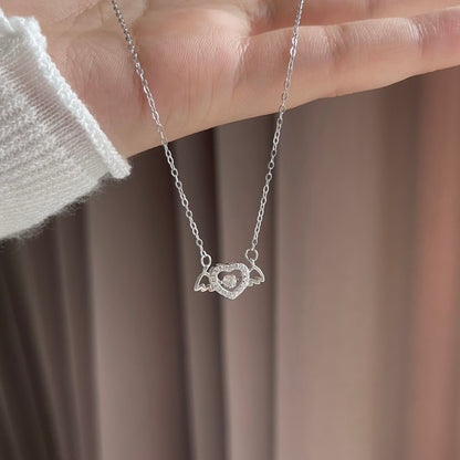 Jolene Dancing Diamond Winged Heart Pendant Necklace