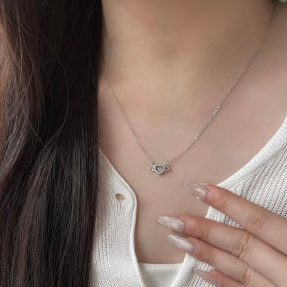 Jolene Dancing Diamond Winged Heart Pendant Necklace