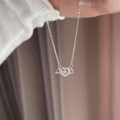 Jolene Dancing Diamond Winged Heart Pendant Necklace