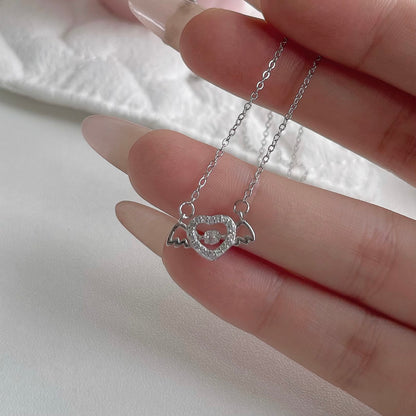 Jolene Dancing Diamond Winged Heart Pendant Necklace