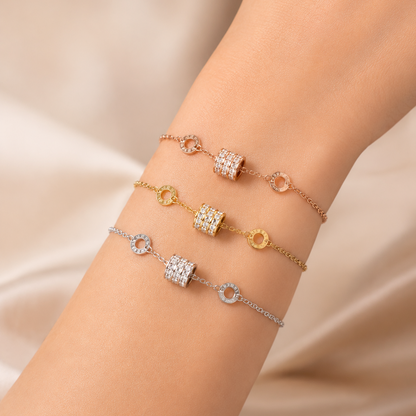 Julie Cubic Zirconia Barrel Bracelet (Rose Gold / Silver / Gold)