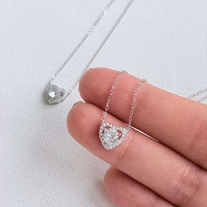 Elise White Zirconia Heart Pendant Necklace