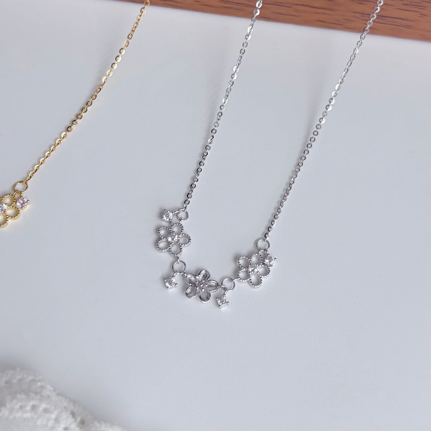 Blossom Floral Pendant Necklace in Silver