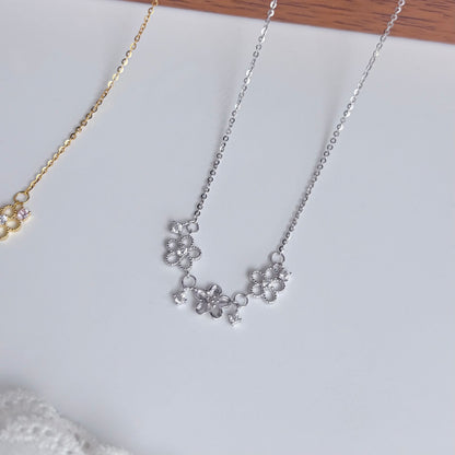 Blossom Floral Pendant Necklace in Silver
