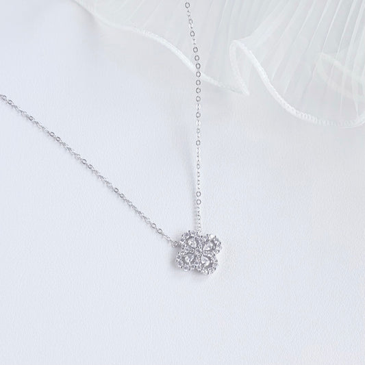 Caitlyn Clover White Zirconia Necklace