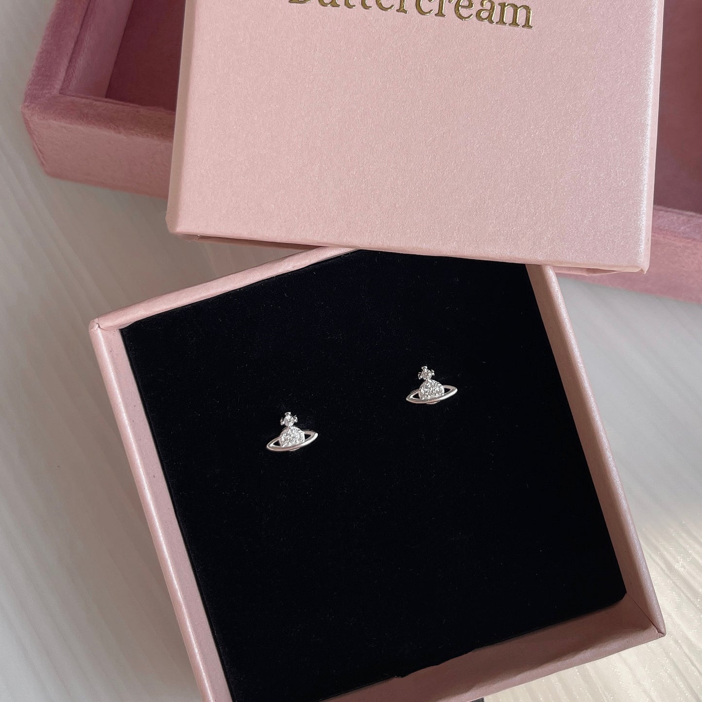 Jane Saturn Zirconia Stud Earrings