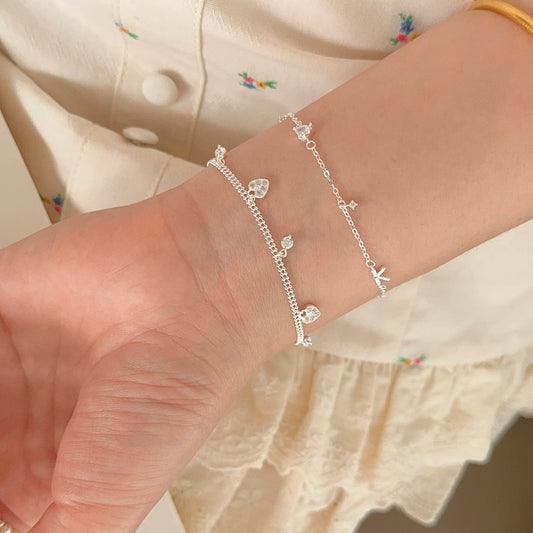 Starlight Delicate Heart Charm Link Bracelet