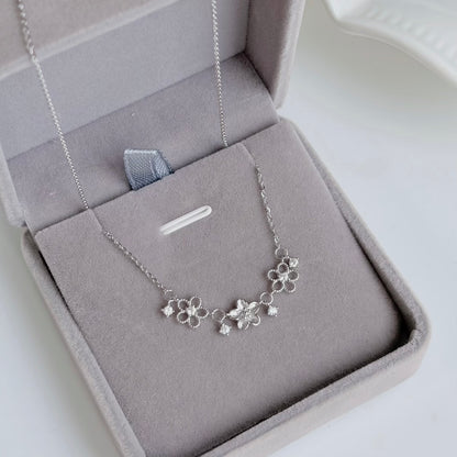 Blossom Floral Pendant Necklace in Silver