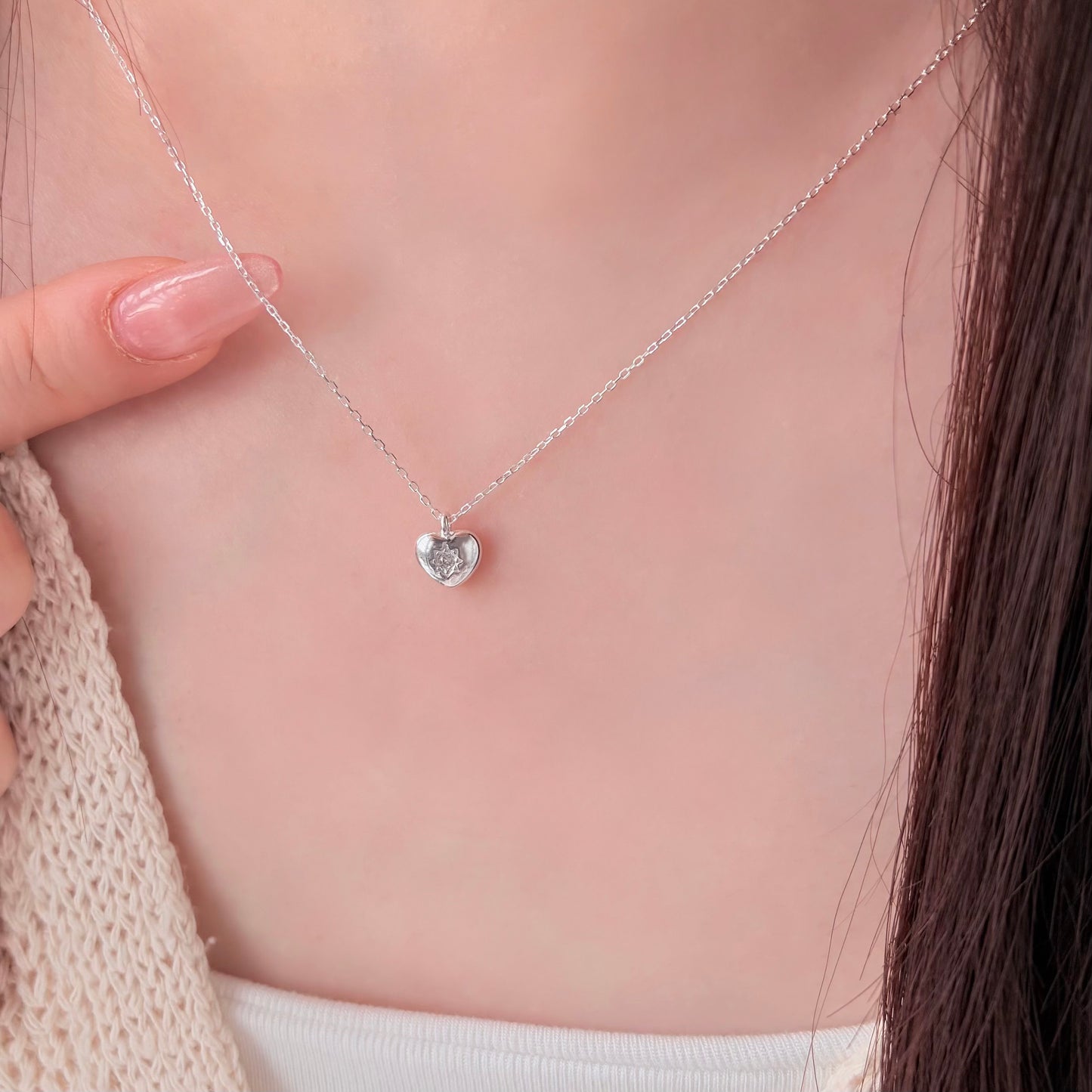 Doris Sparkling Heart Pendant Necklace