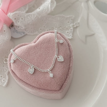 Starlight Delicate Heart Charm Link Bracelet