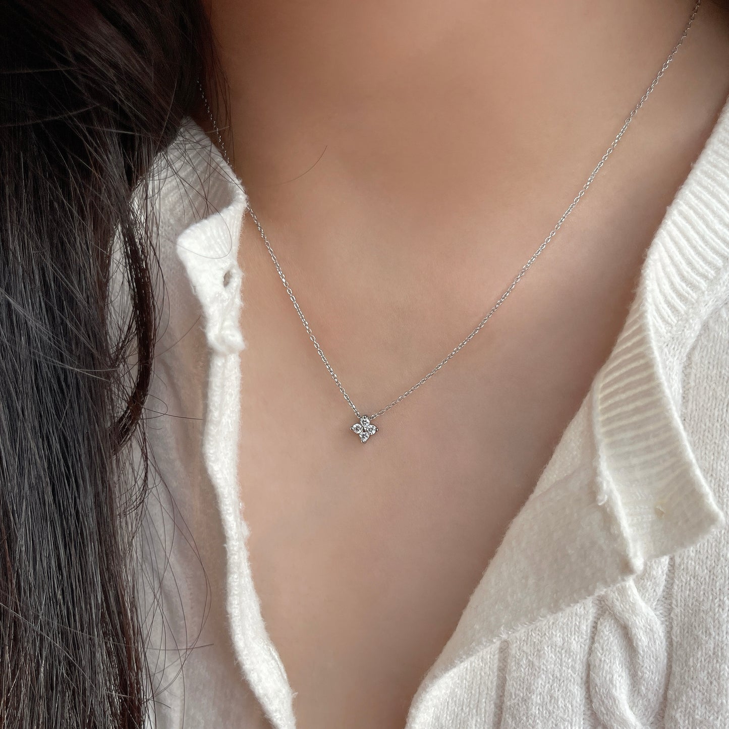 Lumi Four-Leaf Clover Necklace in Silver