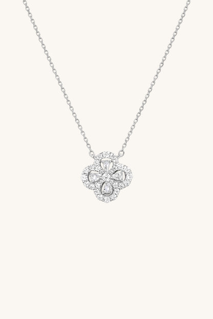 Caitlyn Clover White Zirconia Necklace